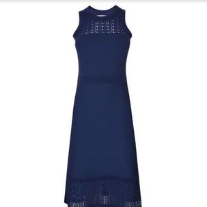 Michael Kors true navy pointelle midi dress